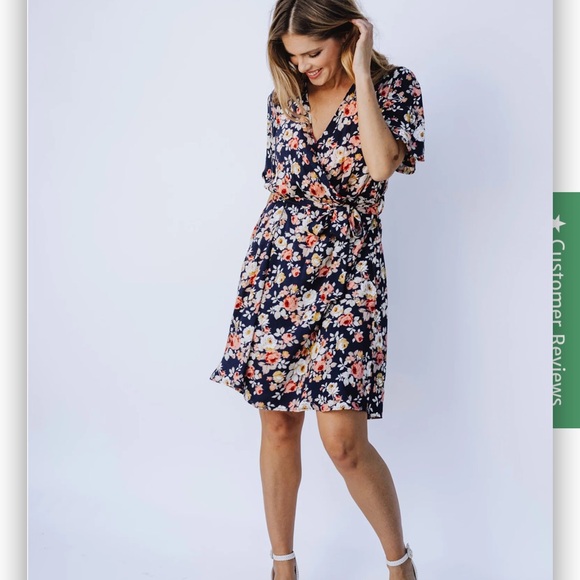 Wrap Dress/Cover Up in Navy Fleur Estella by Jessica Ray - Picture 11 of 11